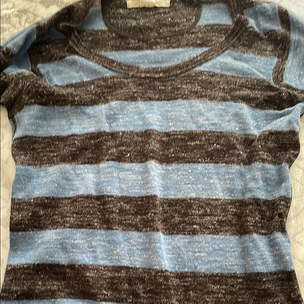 Striped Blue and Black Knit Top